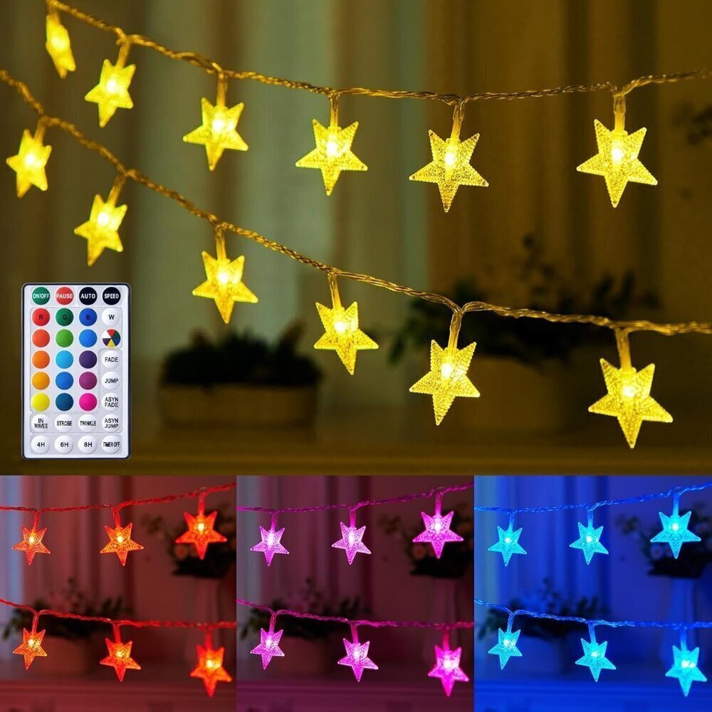 50 LED Star String Lights RGB Color Changing Remote